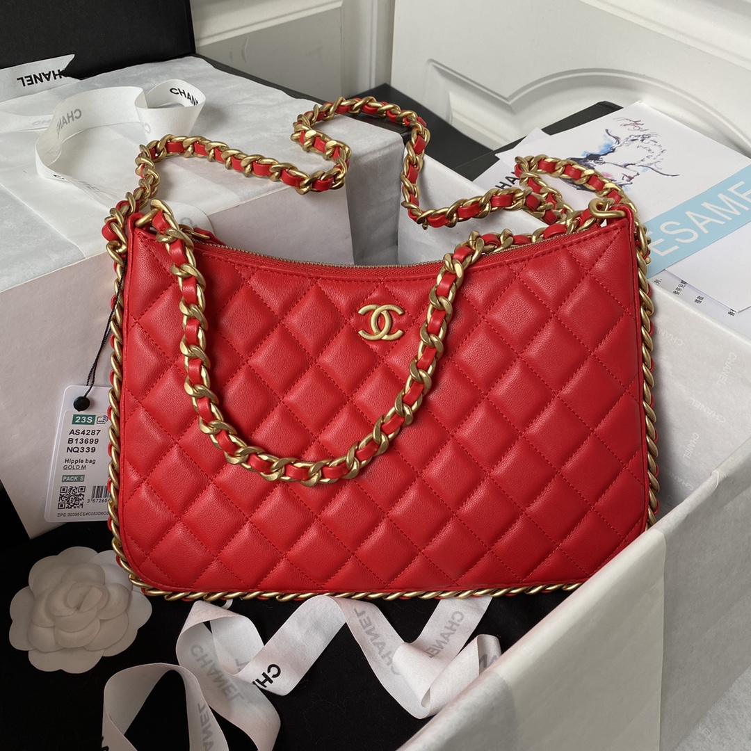 Large Lambskin Hobo Bag AS4287 Red